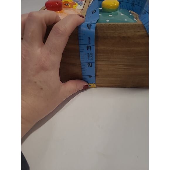 Pioneer Woman Ceramic Floral 6-Drawer Spice Tea Box Holder -Natural Wood - Picture 11 of 12